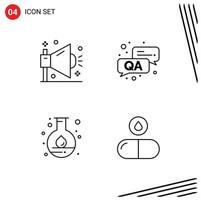Set of 4 Vector Filledline Flat Colors on Grid for business flask seo qa science Editable Vector Design Elements