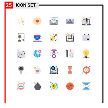 conjunto de pictogramas de 25 colores planos simples de la dirección de correo del dispositivo elementos de diseño vectorial editables de la carta de la bandeja de entrada vector
