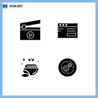 Universal Icon Symbols Group of 4 Modern Solid Glyphs of film spa web school solution Editable Vector Design Elements