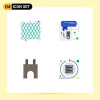 4 Flat Icon concept for Websites Mobile and Apps carnival castle building pattern roller fortress Editable Vector Design Elements