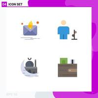 User Interface Pack of 4 Basic Flat Icons of alert islam avatar human mosque Editable Vector Design Elements