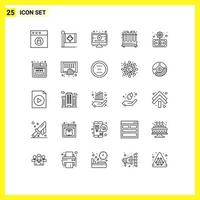 Universal Icon Symbols Group of 25 Modern Lines of transfer economy lesson business test Editable Vector Design Elements