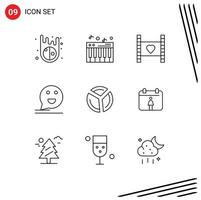 Universal Icon Symbols Group of 9 Modern Outlines of graph mail honeymoon happy chat Editable Vector Design Elements