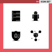 Pictogram Set of 4 Simple Solid Glyphs of admin programing server open protection Editable Vector Design Elements