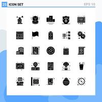 Pack of 25 Modern Solid Glyphs Signs and Symbols for Web Print Media such as question computer design security gdpr Editable Vector Design Elements