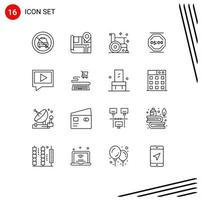 Set of 16 Modern UI Icons Symbols Signs for working stop disease rest medicine Editable Vector Design Elements