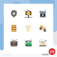 conjunto de 9 iconos modernos de la interfaz de usuario signos de símbolos para elementos de diseño de vectores editables seguros de armario de libros