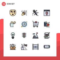 Group of 16 Modern Flat Color Filled Lines Set for emoji man audio user interface Editable Creative Vector Design Elements