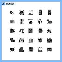 25 Thematic Vector Solid Glyphs and Editable Symbols of achievements storage control file back Editable Vector Design Elements