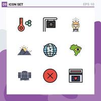 Set of 9 Modern UI Icons Symbols Signs for blockchain sun king mountain landscape Editable Vector Design Elements