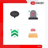 Editable Vector Line Pack of 4 Simple Flat Icons of chat direction cemetery arrow constructor Editable Vector Design Elements
