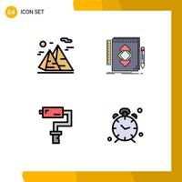 Set of 4 Modern UI Icons Symbols Signs for mountain development moon tool brush Editable Vector Design Elements