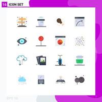 Set of 16 Modern UI Icons Symbols Signs for view eye poultry hosting web page Editable Pack of Creative Vector Design Elements