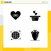 Pack of Modern Solid Glyphs Signs and Symbols for Web Print Media such as hurt globe love leaves infrastructure Editable Vector Design Elements