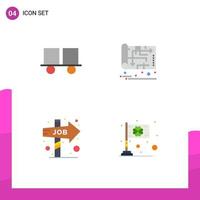 Modern Set of 4 Flat Icons and symbols such as caterpillar vehicles plan forklift truck home choice Editable Vector Design Elements