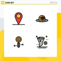 Set of 4 Commercial Filledline Flat Colors pack for global zoom world cap add Editable Vector Design Elements