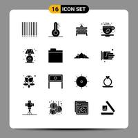 Modern Set of 16 Solid Glyphs Pictograph of lump living closed home coffee Editable Vector Design Elements