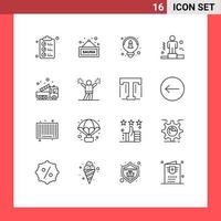 Set of 16 Modern UI Icons Symbols Signs for fire alarm creative explanation competitive Editable Vector Design Elements