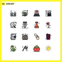 Set of 16 Modern UI Icons Symbols Signs for search pollution cacti gas presentation Editable Creative Vector Design Elements