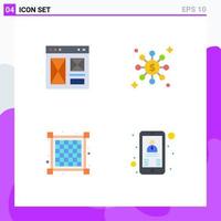 Pictogram Set of 4 Simple Flat Icons of browser layout page share contact Editable Vector Design Elements