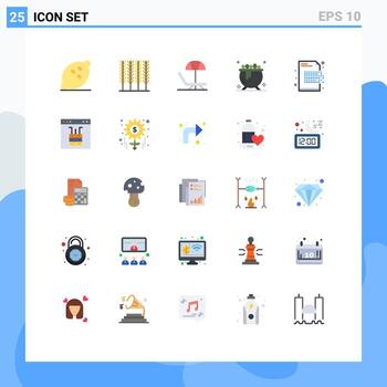 User Interface Pack of 25 Basic Flat Colors of encryption data beach graphy halloween Editable Vector Design Elements