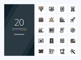 20 Construction line Filled icon for presentation vector