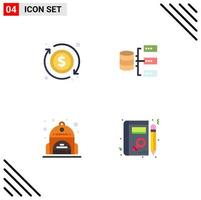 4 Creative Icons Modern Signs and Symbols of dollar back bag data storage profile Editable Vector Design Elements