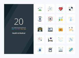 20 Health And Medical Flat Color icon for presentation vector