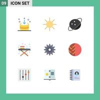 Set of 9 Modern UI Icons Symbols Signs for dermatologist setting planet gear ironing stand Editable Vector Design Elements