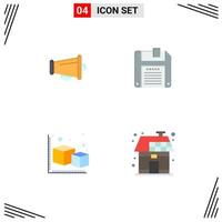 Set of 4 Modern UI Icons Symbols Signs for megaphone modeling speaker save eco Editable Vector Design Elements