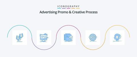 Advertising Promo And Creative Process Blue 5 Icon Pack Including pencil. design. digital. presentation. identity vector