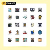 User Interface Pack of 25 Basic Filled line Flat Colors of business microphone shop screen market Editable Vector Design Elements