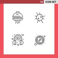 Modern Set of 4 Filledline Flat Colors Pictograph of space learning ufo virus compass Editable Vector Design Elements