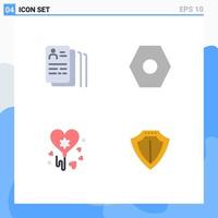 4 Flat Icon concept for Websites Mobile and Apps document party search user interface protection Editable Vector Design Elements