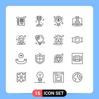 Modern Set of 16 Outlines and symbols such as lady employee ideas business didital strategy Editable Vector Design Elements