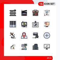 16 iconos creativos signos y símbolos modernos de desarrollo progresivo película marketing economía elementos de diseño de vectores creativos editables