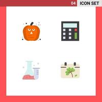 Pack of 4 creative Flat Icons of face lab scary math calendar Editable Vector Design Elements