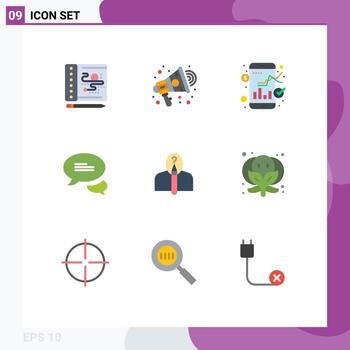 Pictogram Set of 9 Simple Flat Colors of authorship artist market anonymous messaging Editable Vector Design Elements