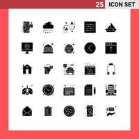 25 Universal Solid Glyph Signs Symbols of sail options coding layout programing Editable Vector Design Elements