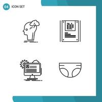 Pack of 4 creative Filledline Flat Colors of brainstorm account idea cryptography report Editable Vector Design Elements