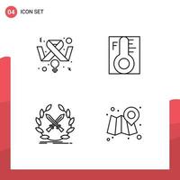 Set of 4 Modern UI Icons Symbols Signs for awareness battle feminism rainy game Editable Vector Design Elements