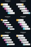 Vector 6 Infographics Pack Presentation slide template 5 Steps cycle diagrams and timelines