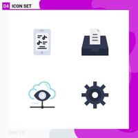 4 Creative Icons Modern Signs and Symbols of movie view phone mailbox share Editable Vector Design Elements