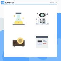 4 Creative Icons Modern Signs and Symbols of flask multi media learning projector coding Editable Vector Design Elements