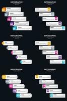 Vector 6 Infographics Pack Presentation slide template 5 Steps cycle diagrams and timelines