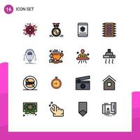 Universal Icon Symbols Group of 16 Modern Flat Color Filled Lines of connect chip book hardware learning Editable Creative Vector Design Elements