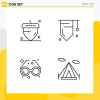 Universal Icon Symbols Group of 4 Modern Filledline Flat Colors of acorn eye badge success sun Editable Vector Design Elements