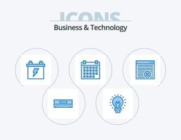 Business and Technology Blue Icon Pack 5 Icon Design. internet. event. accumulator. deadline. calendar vector