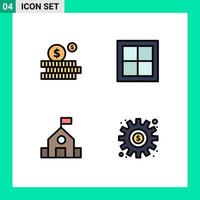 Pictogram Set of 4 Simple Filledline Flat Colors of budget learn apartment interior science Editable Vector Design Elements