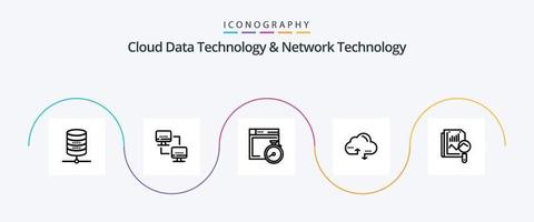 paquete de iconos de la línea 5 de tecnología de datos en la nube y tecnología de red que incluye estática. datos. expediente . Enlace. nube vector